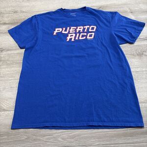 Francisco Lindor 12 Puerto Rico WBC World Baseball Classic Blue T Shirt Size L